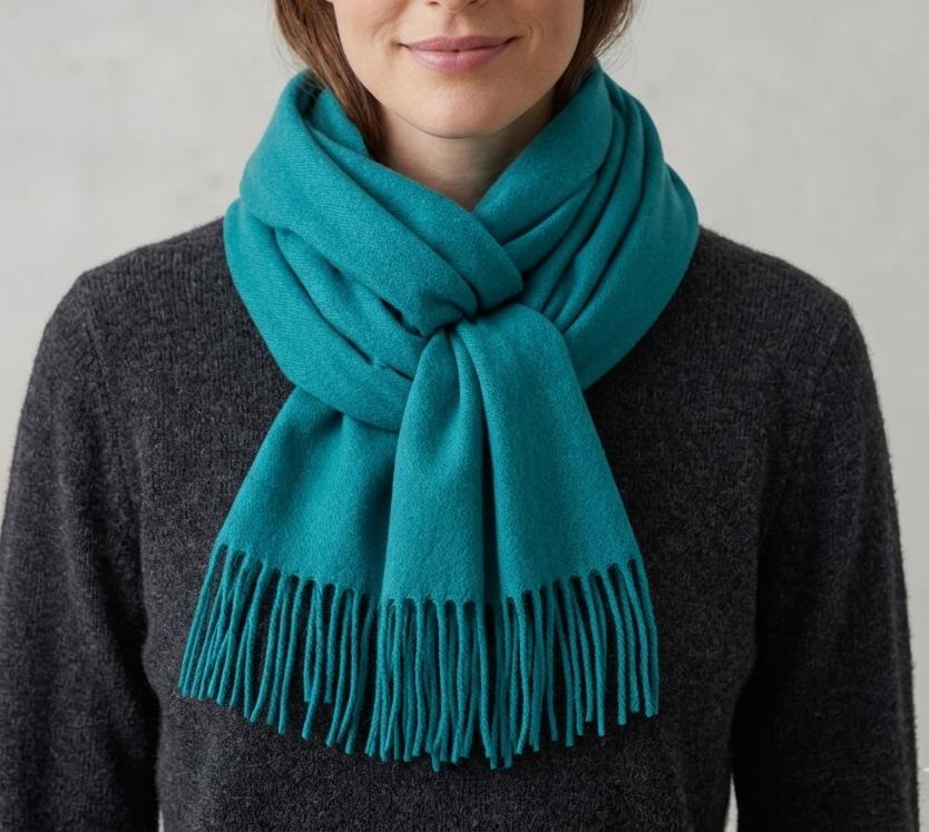 LADIES’ CASHMERE SCARF WITH FRILL DETAIL – 170 X 65CM – ASSORTED DESIGNS